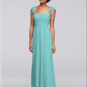 David’s Bridal ruffle bridesmaid dress in Spa